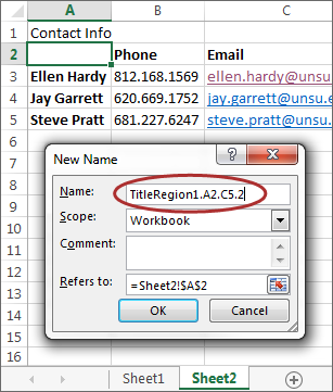 screenshot of New Name dialog with correct info entered to match table