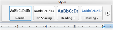 screenshot of heading options in Styles toolbar
