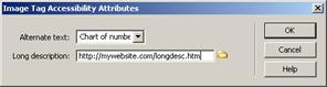 Dreamweaver Image Tag Accessibility Attributes of Alternate Text and Long description (link to another page with detailed description of complex image)